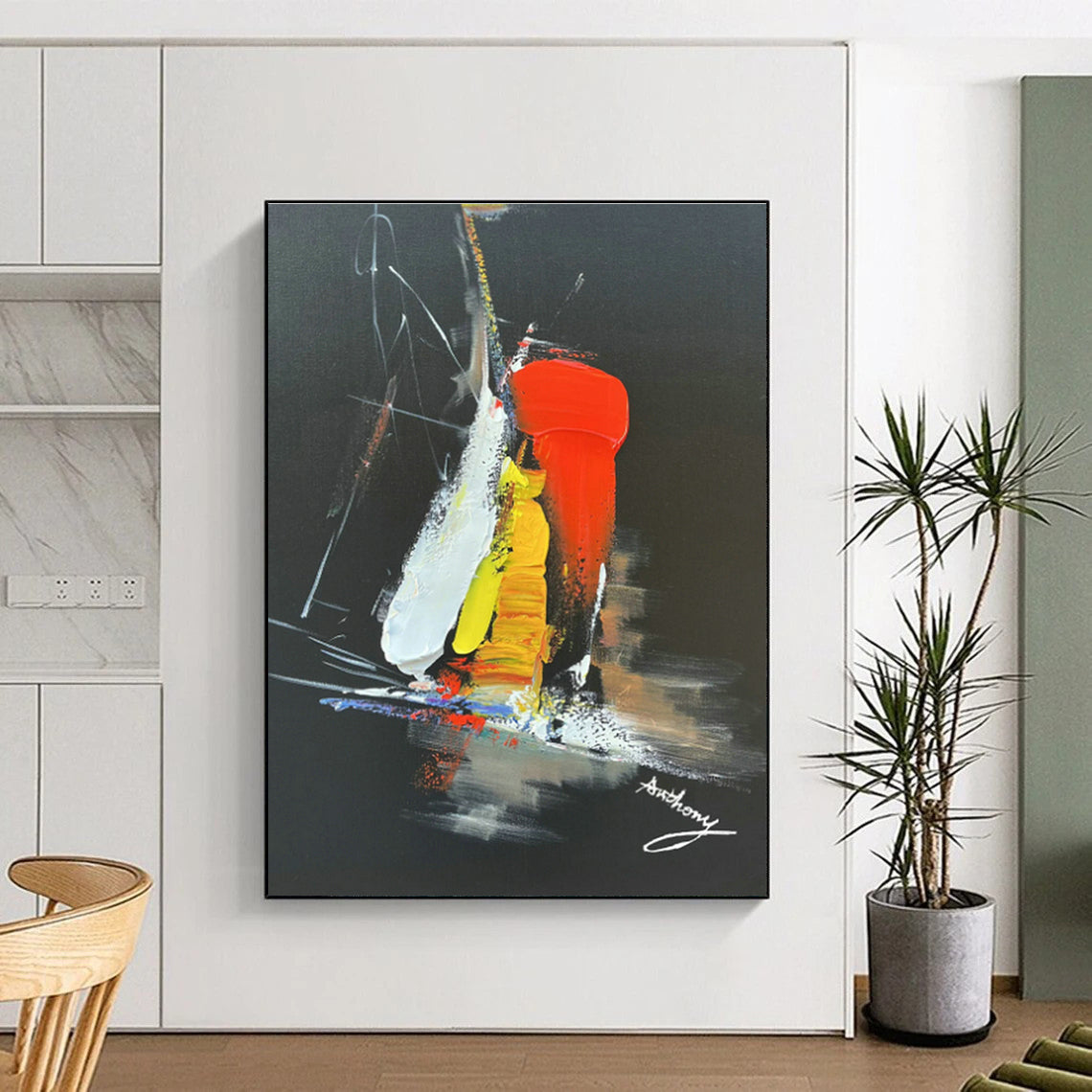 Colorful Abstract on Black for Trendy Nightclub & Creative Studio Break Area DLZ0826