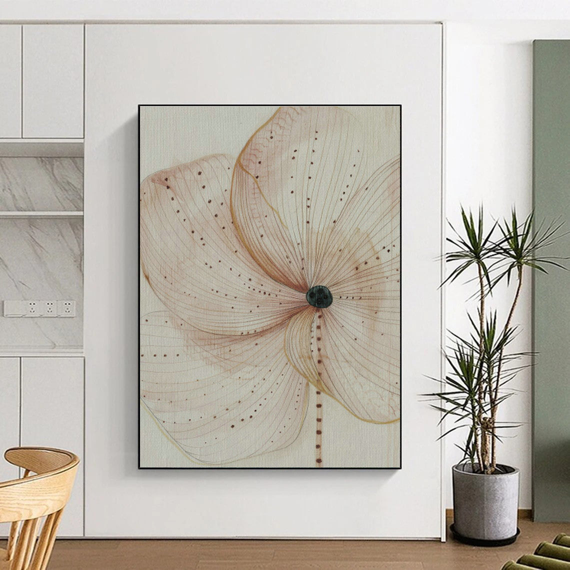 Light Brown Flower Drawing for Bedroom & Living Room DLZ0410