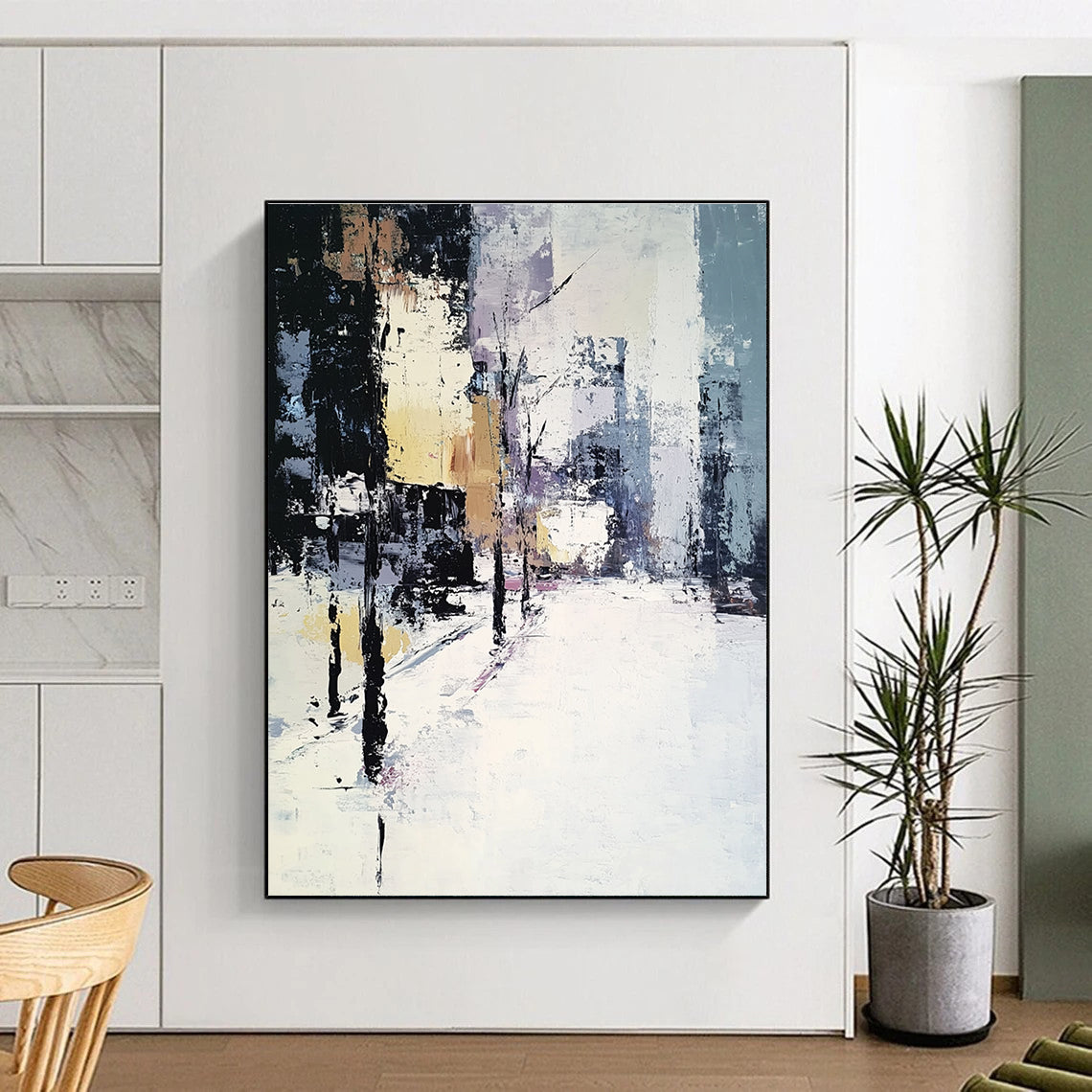 Abstract Urban Winter Scene for Scandinavian - Style Home & Art Gallery Winter Exhibition STSC159