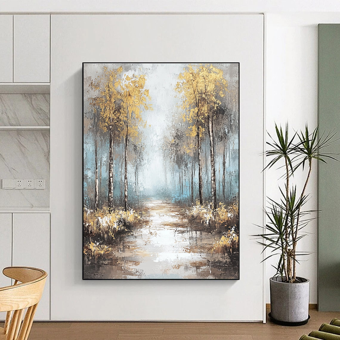 Misty Forest Path Art for Living Room & Hotel Lobby STSC060