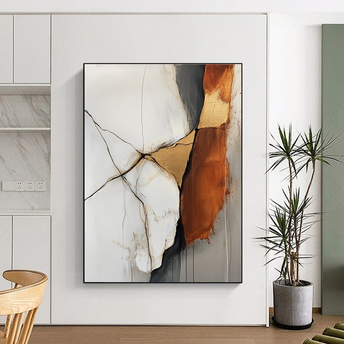 Cracked Gold and Brown Abstract for Luxury Hotel Lobby & Upscale Dining Room STSC655