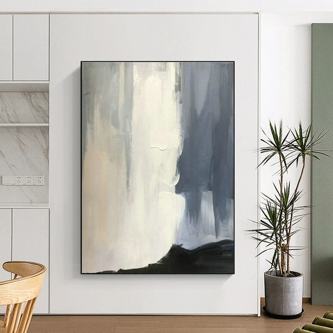 Gray - White Gradient Abstract Art for Nordic Study & Corporate Office Lounge DLZ1455