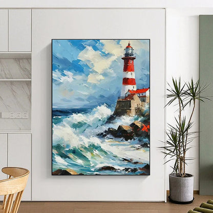 Lighthouse Seaview Oil Art for Living Room & Cottages DLZ0313