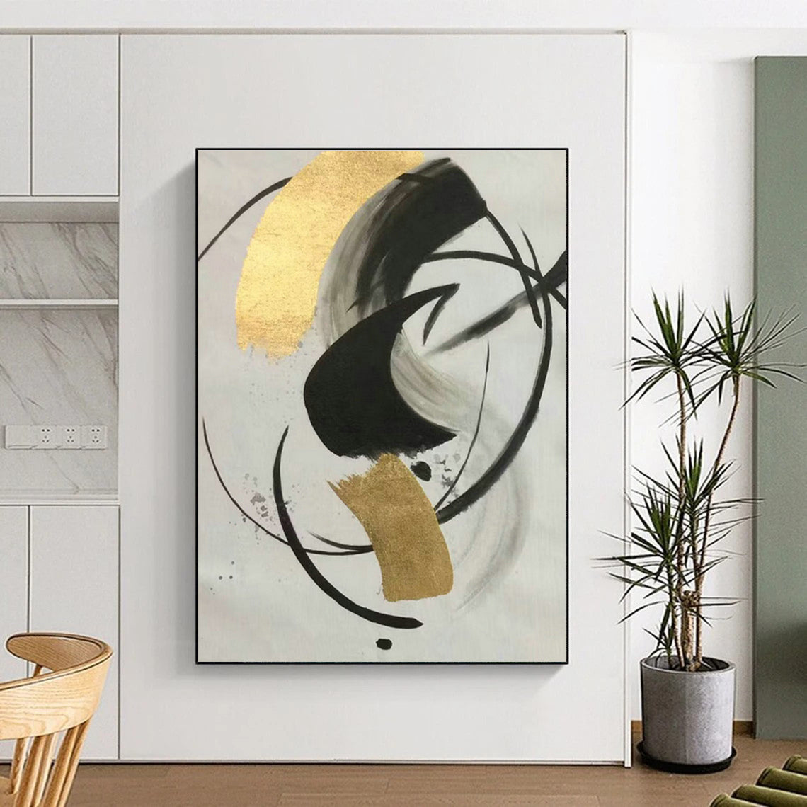 Ink - Gold Foil Abstract Art for Living Room & Study DLZ0468