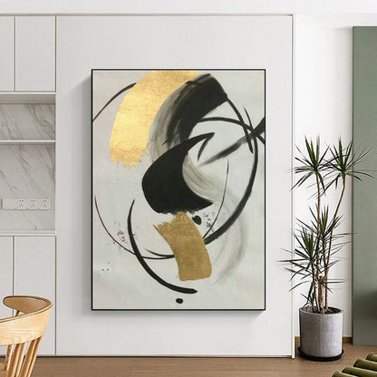 Ink - Gold Foil Abstract Art for Living Room & Study DLZ0468