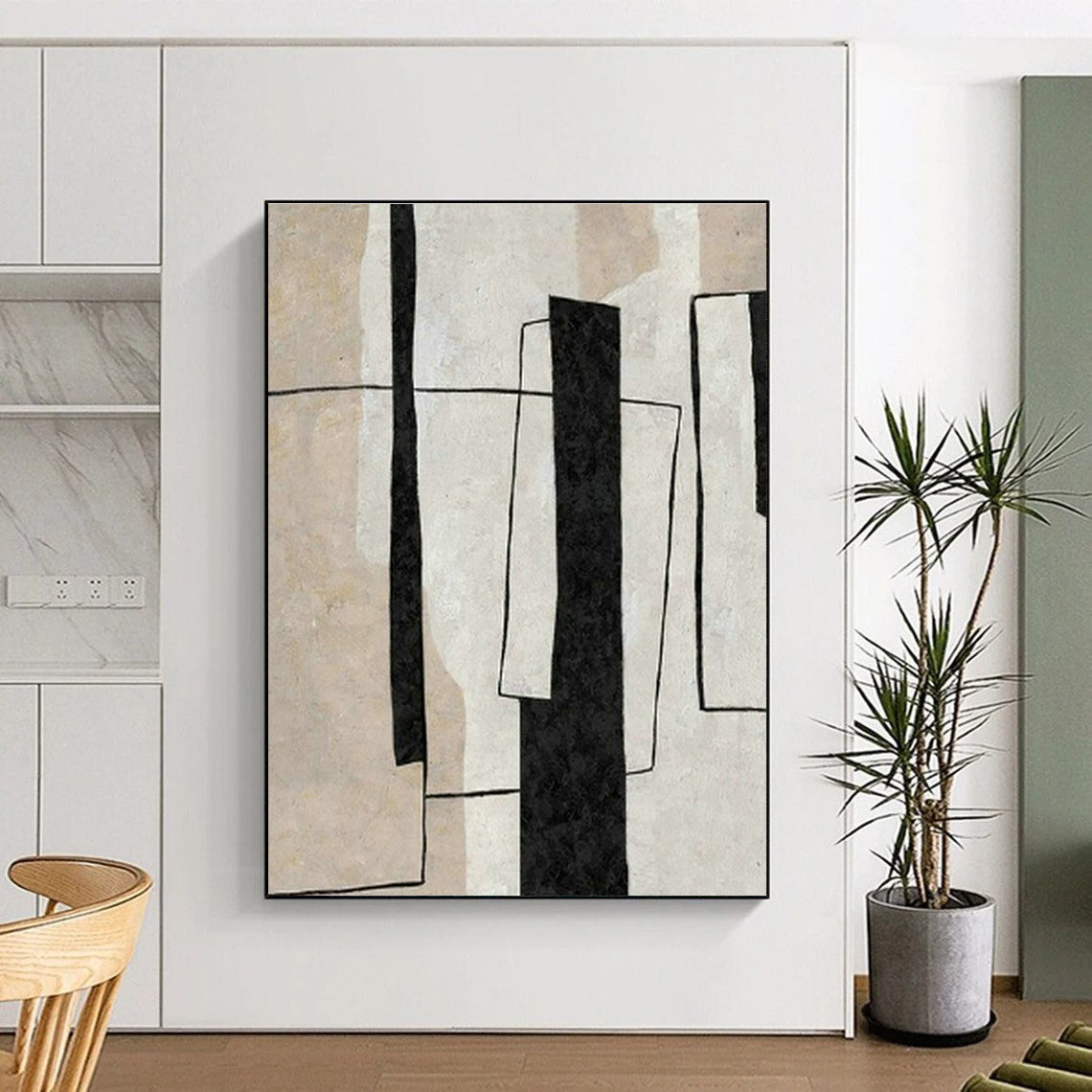 Black - White Geometric Abstract Art for Modern Office & Home Library DLZ2040