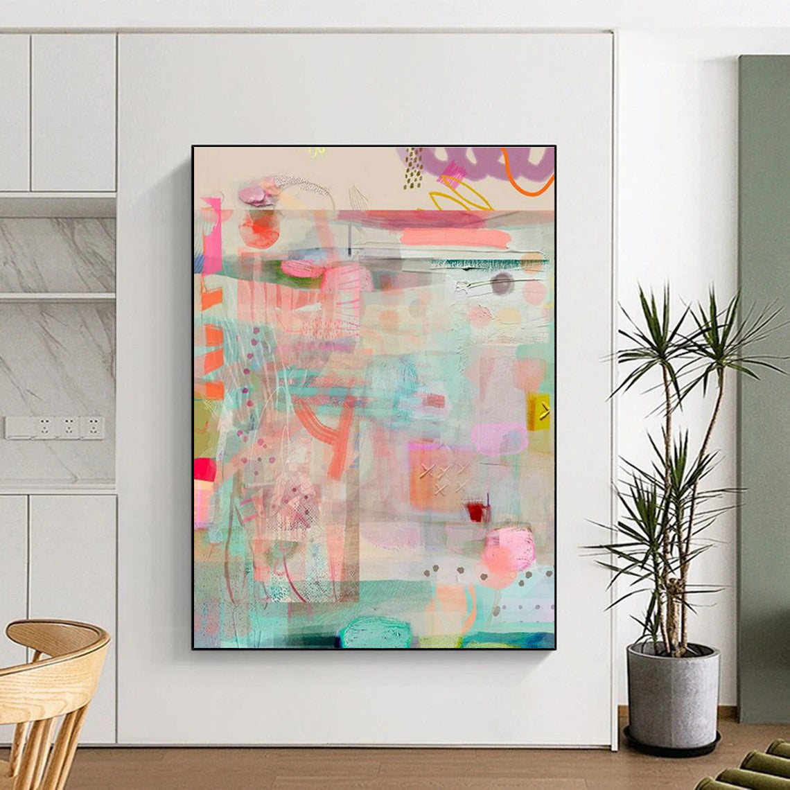 Fresh Collage Abstract Art for Beach House Bedroom Accent Walls DLZ0089