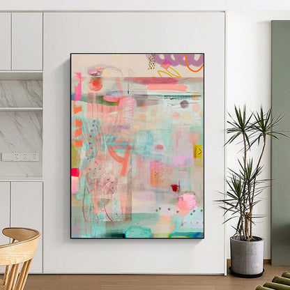 Fresh Collage Abstract Art for Beach House Bedroom Accent Walls DLZ0089