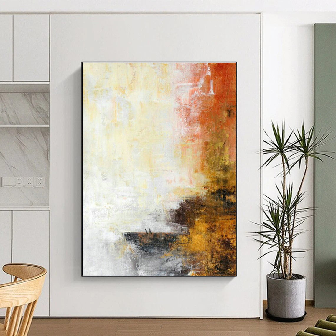 Yellow - Orange Abstract Art for Modern Café Communal Tables DLZ0066