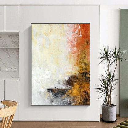 Yellow - Orange Abstract Art for Modern Café Communal Tables DLZ0066
