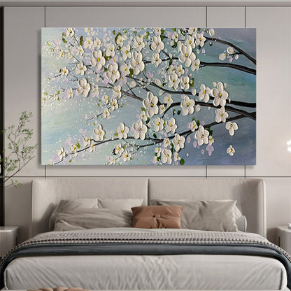 White Flower Branch Art for Minimalist Home Bedroom Accent Walls DLZ3271
