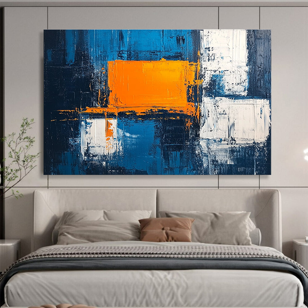Blue - Orange Geometric Abstract Art for Contemporary Office & Art - Themed Café SC225
