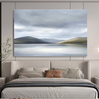 Misty Mountain Lake Art for Rustic Cabin Living Room & Serene Spa Meditation Room SC131