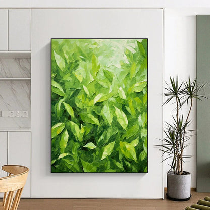 Green Leaves Oil Art for Living Room & Entryway DLZ0306