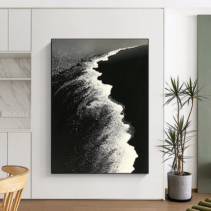 Black and White Wave Art for Modern Monochrome Office & Sophisticated Home Library STSC1430