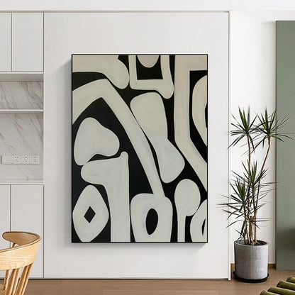 Black - White Patterned Abstract Art for Urban Art Café & Mid - Century Modern Home DLZ1886