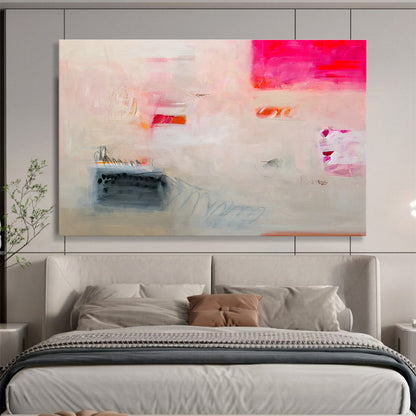Pink - White Artistic Abstract Art for Cozy Reading Nooks DLZ2409