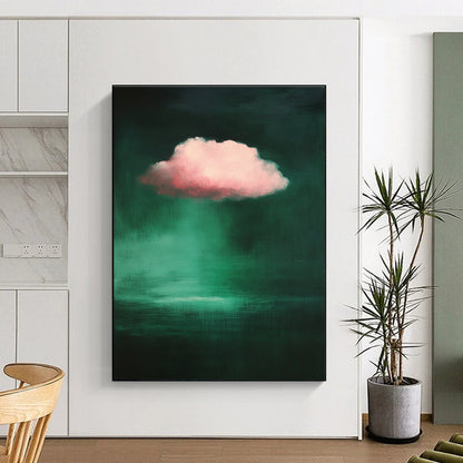 Pink Cloud Over Green Art for Bohemian - Style Bedroom & Nature - Inspired Meditation Space STSC1402