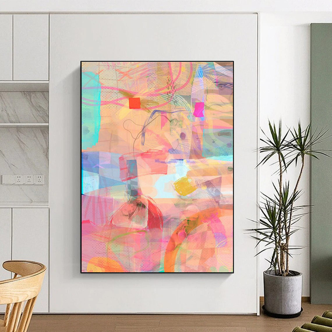 Pink - Toned Abstract Art for Feminine Fashion Studio Lounges DLZ0162