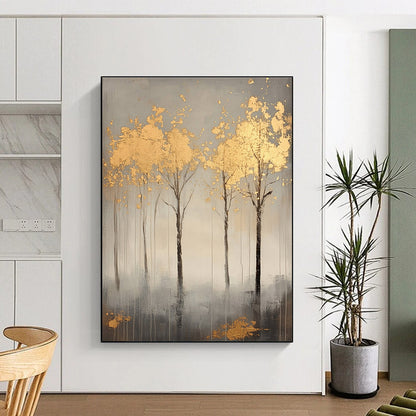 Golden Trees on Grey for Elegant Dining Room & Art - Loving Office STSC1174