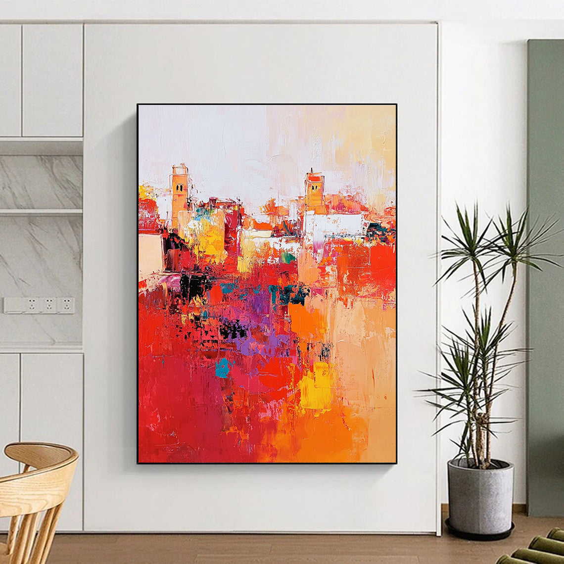 Colorful Abstract Cityscape for Contemporary Living Room & Travel - Inspired Café STSC556