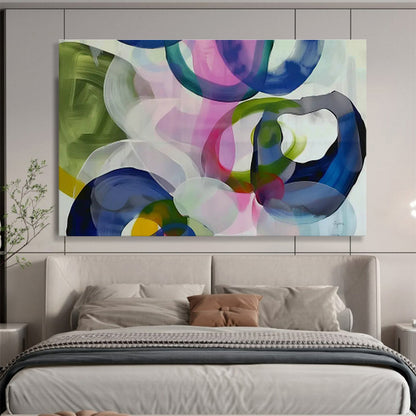 Colorful Circular Abstract Art for Eclectic Dining Area DLZ2857
