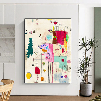 Colorful Abstract Collage Art for Creative Coworking Space & Bohemian - Style Gallery STSC934