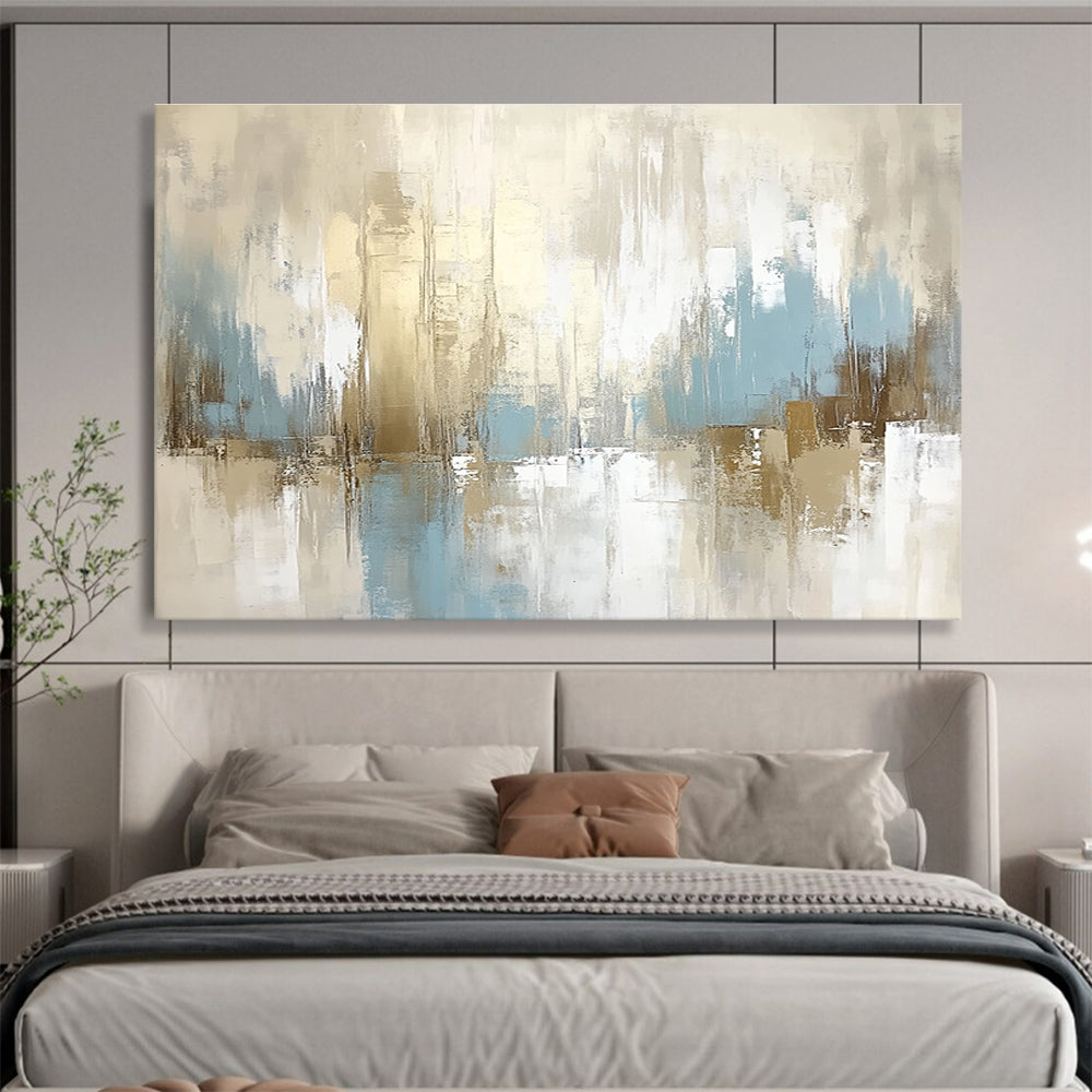 Beige Blue Abstract Art for Modern Living Room & Corporate Office Lounge SC097