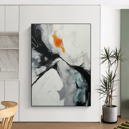 Black - White - Orange Abstract for Urban Loft Apartment & Modern Art Bar DLZ0895