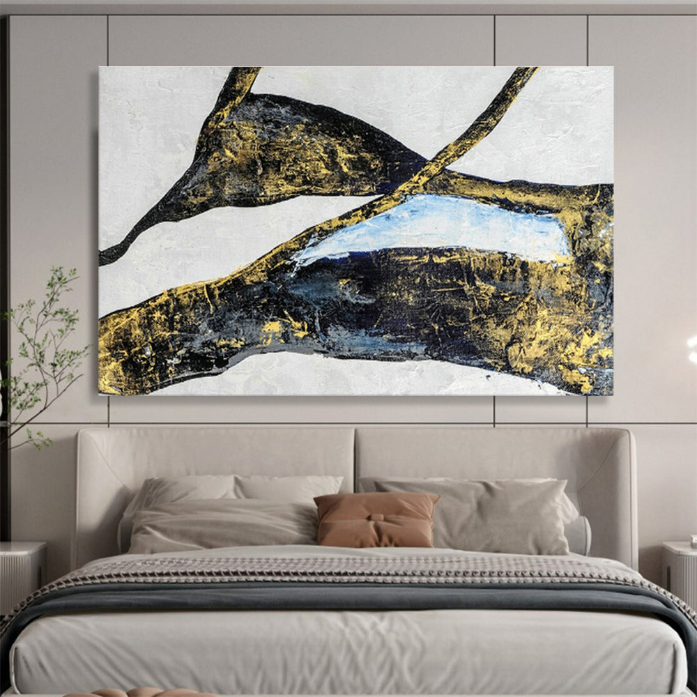 Luxury Black and Gold Abstract Art for a Luxurious Home Office DLZ2395