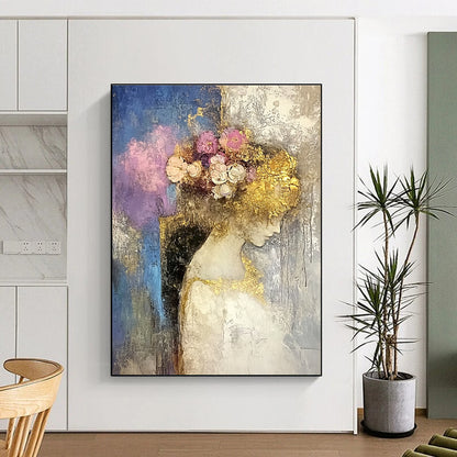 Woman with Floral Golden Headdress for Bohemian Bridal Suite & Art Gallery Exhibition STSC173