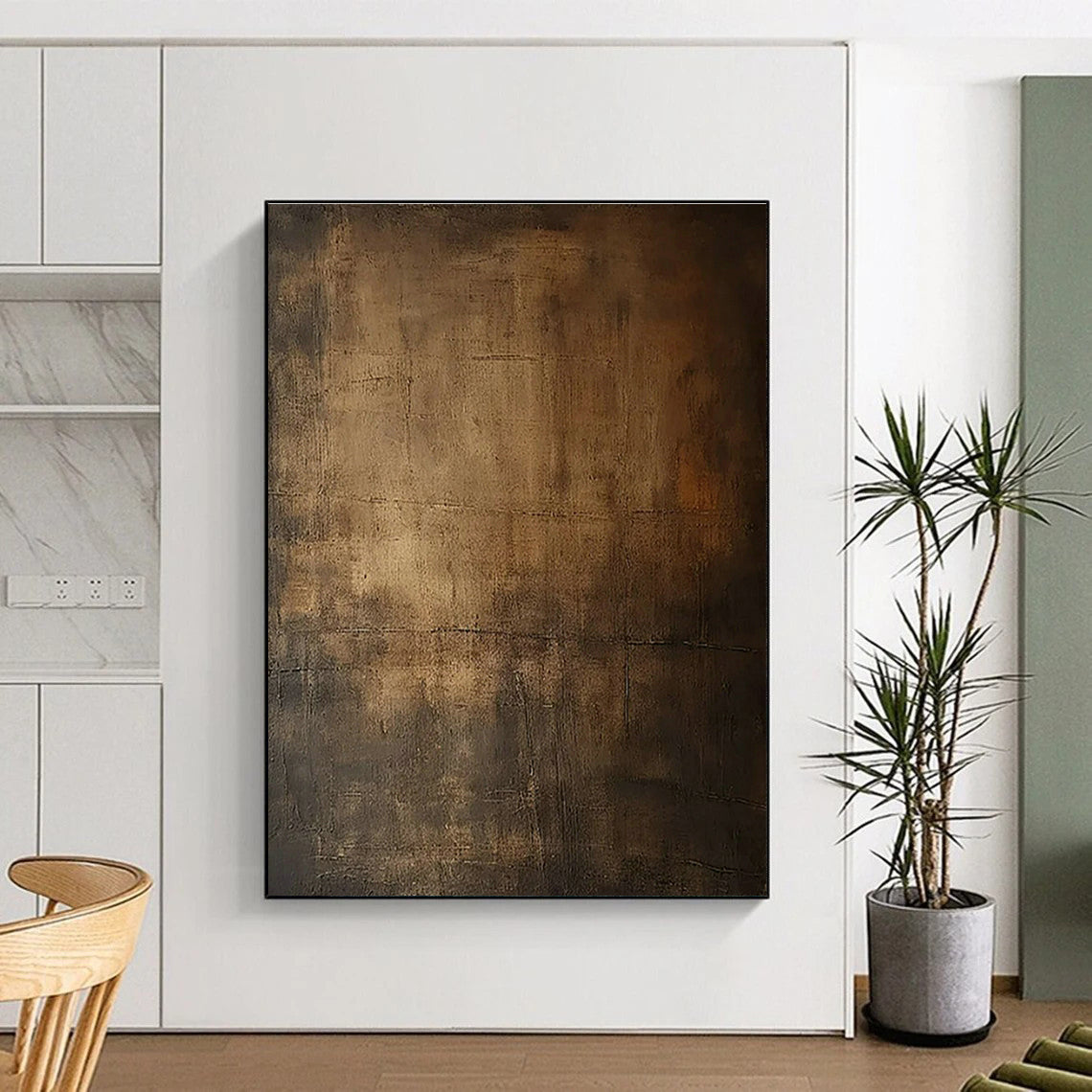 Dark Brown Textured Art for Rustic Restaurant & Industrial - Style Office DLZ1841