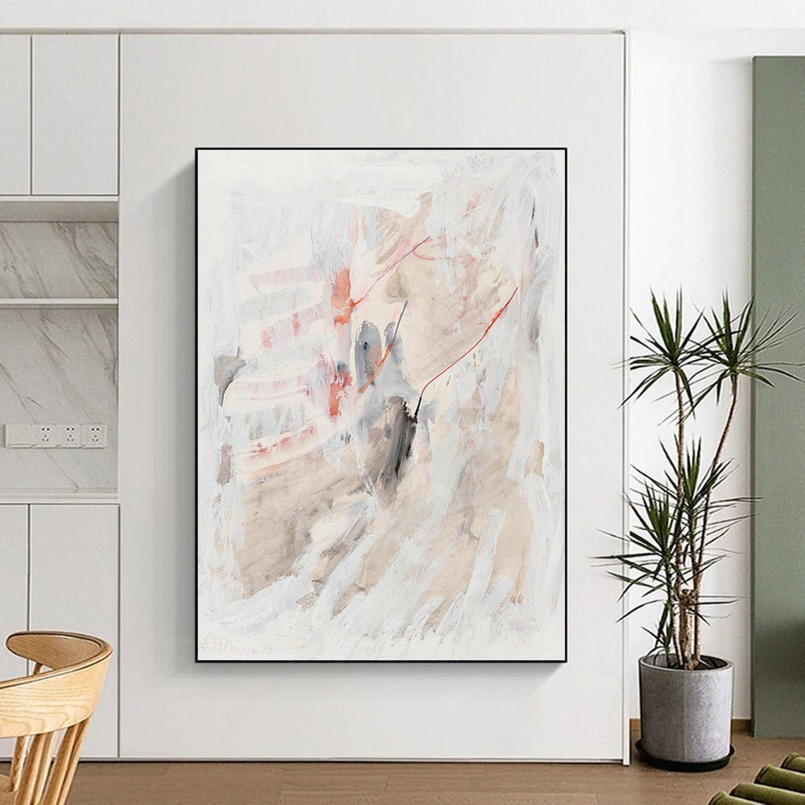 Soft Color Abstract Art for Minimalist Bedroom & Calming Yoga Studio DLZ2230