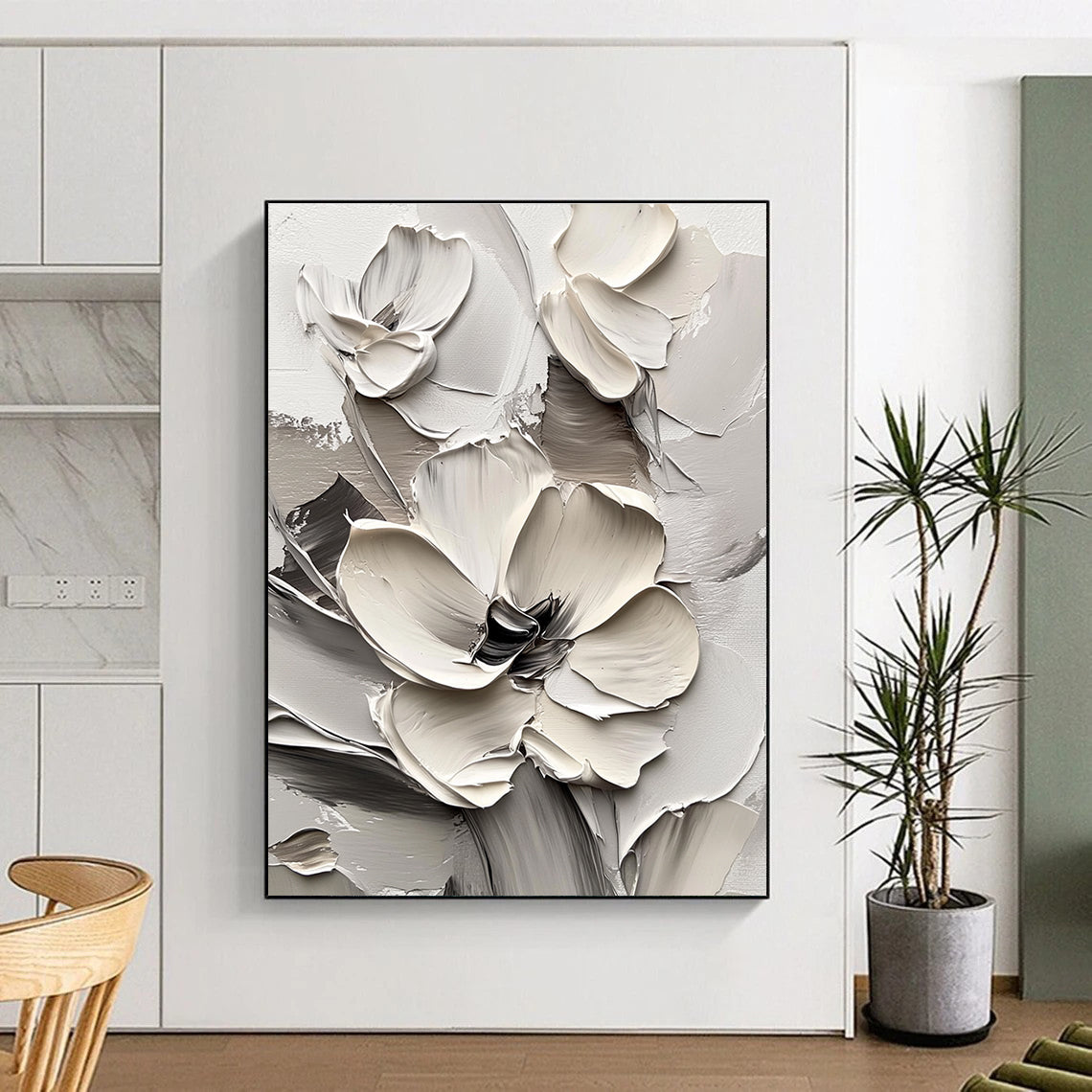 Shades of Gray Textured Flowers for Industrial - Chic Loft & Modern Bedroom STSC513