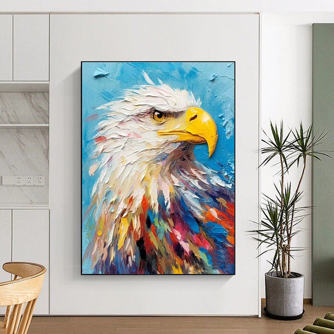 Colorful Eagle Head Oil Painting for Patriotic Memorial & Wildlife Conservation Center DLZ1067