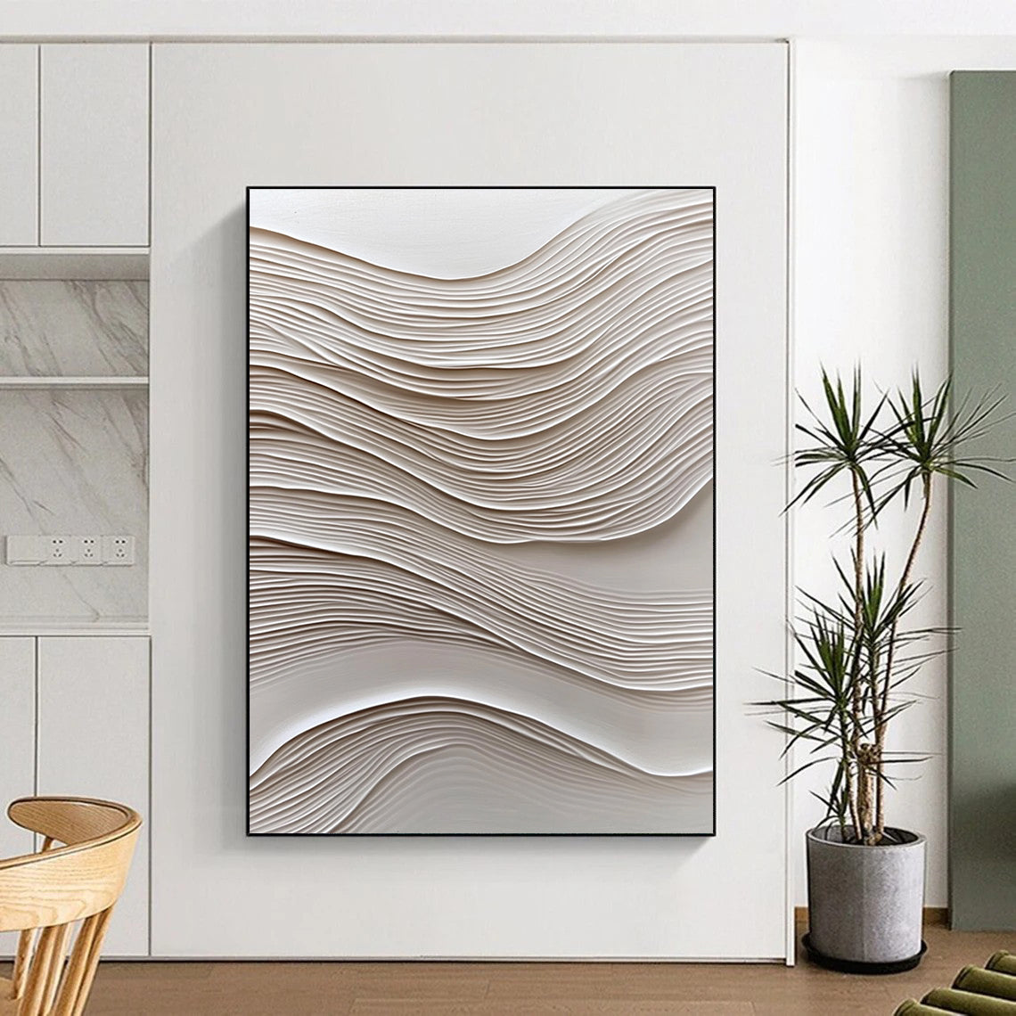 White Wavy Textures for Minimalist Bedroom & Contemporary Art Exhibition STSC965