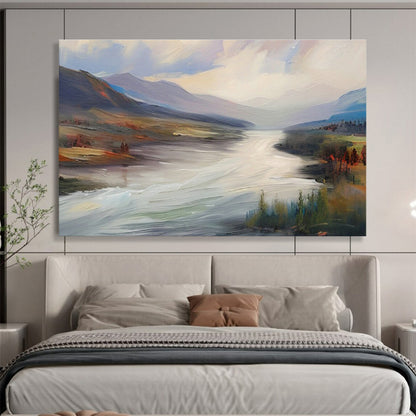 Landscape River Oil Painting for Rustic Living Room DLZ2853