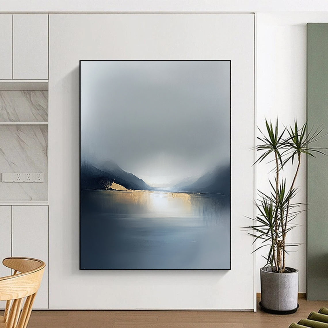 Minimalist Golden Lake Art for Boutique Hotel & Dining Room STSC088