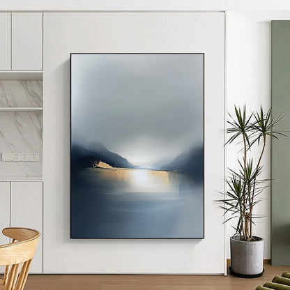 Minimalist Golden Lake Art for Boutique Hotel & Dining Room STSC088