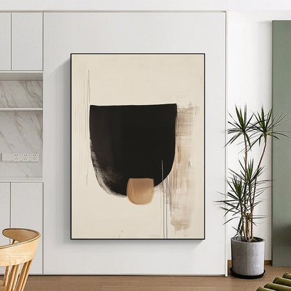 Simple Black and Beige Shapes Art for Minimalist Home Entryway & Abstract Art Exhibition STSC1069
