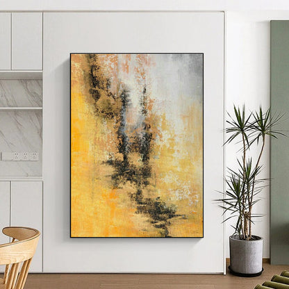 Yellow - Brown Abstract Art for Industrial - Style Coffee Shop Walls DLZ0041