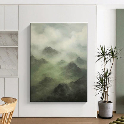 Misty Mountain Landscape Art for Nature - Themed Hotel Lobby & Serene Home Office DLZ2180