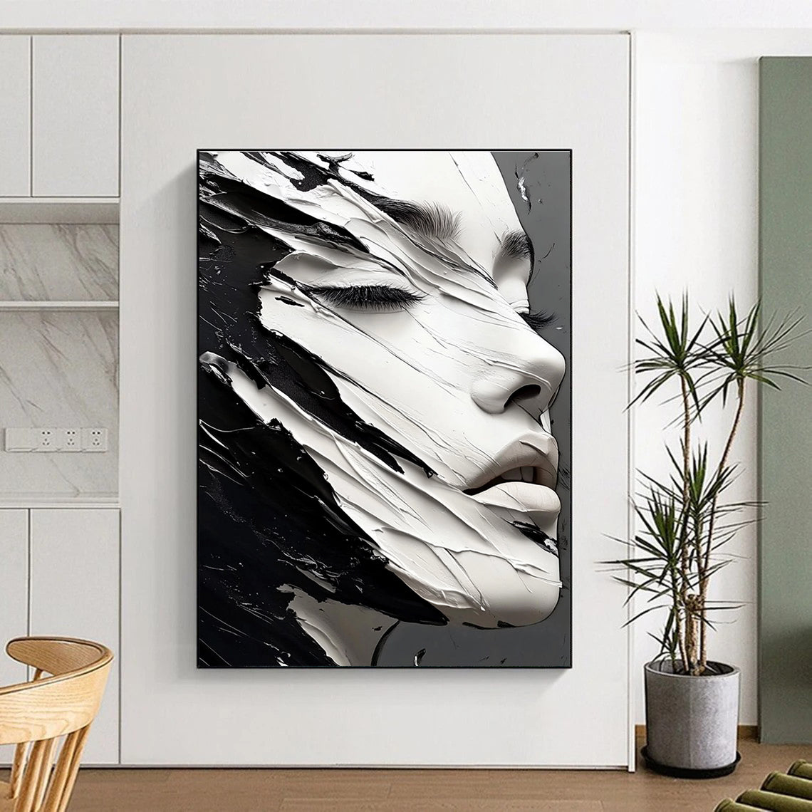 Textured Face Portrait for Contemporary Art Museum & High - End Beauty Studio STSC989