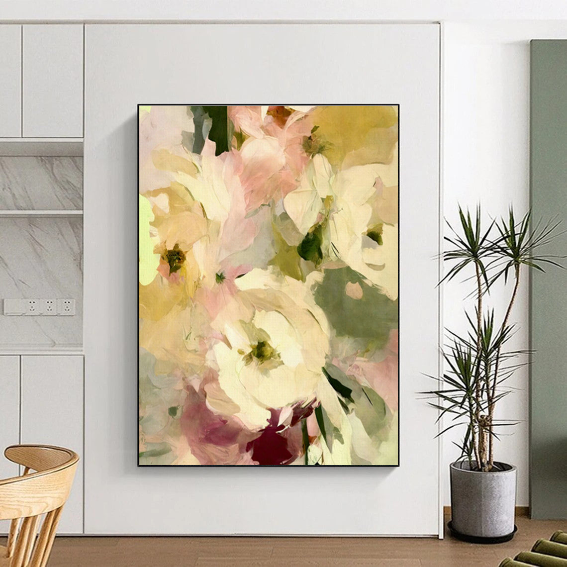 Soft - Toned Floral Abstract Art for Romantic Boudoir & Garden - Themed Teahouse DLZ1361