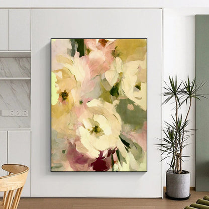 Soft - Toned Floral Abstract Art for Romantic Boudoir & Garden - Themed Teahouse DLZ1361