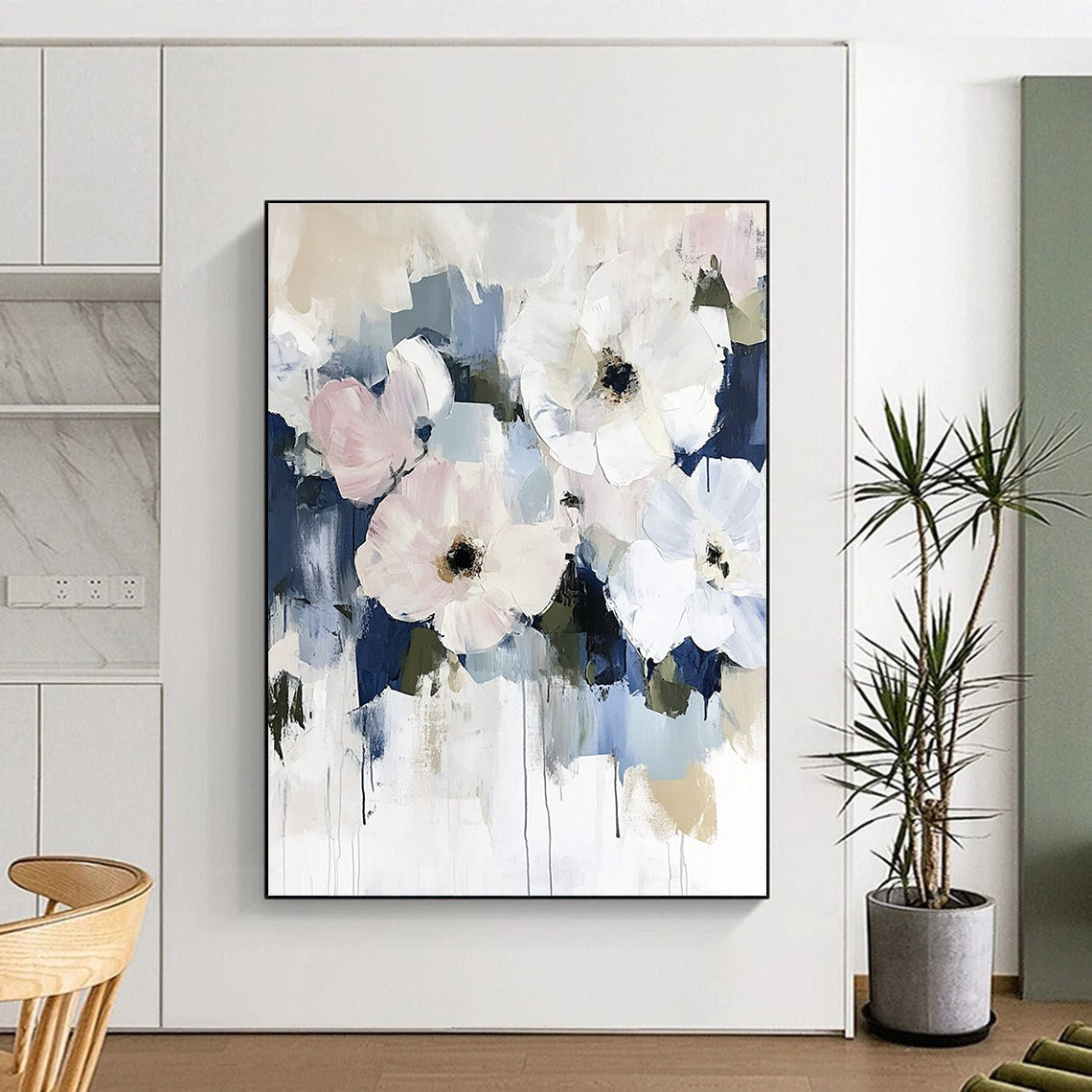 Artistic Blue - Background Flower Art for Art Gallery & Office Lounge STSC056