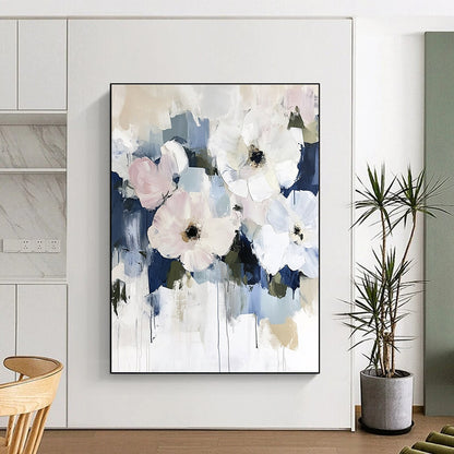 Artistic Blue - Background Flower Art for Art Gallery & Office Lounge STSC056