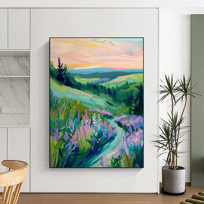 Valley Landscape Oil Painting for Wellness Retreat & Garden Villa DLZ0655