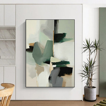 Green Geometric Abstract Art for Eco - Friendly Home & Modern Office Break Room DLZ1626