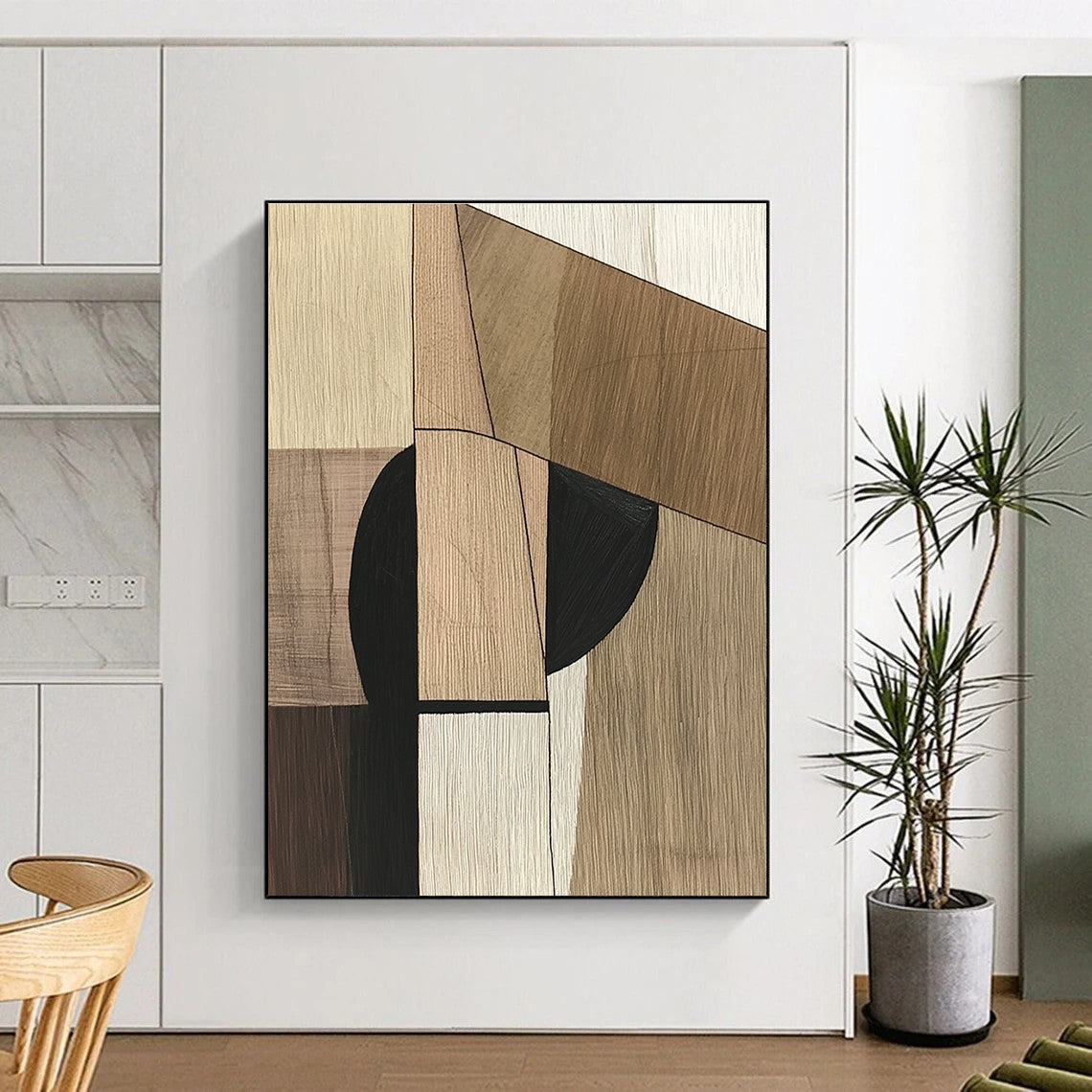 Geometric Wood - Tone Abstract for Mid - Century Modern Home & Minimalist Office STSC541